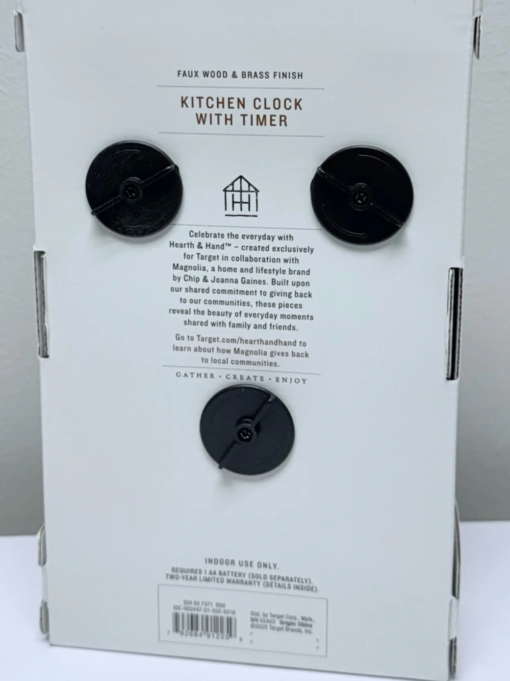 Faux Wood and Brass Kitchen Clock and Timer - Hearth & Hand™ with Magnolia